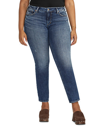 Plus Size Britt Low-Rise Curvy-Fit Straight-Leg Jeans Silver Jeans Co.
