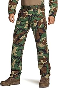 CQR Men's Flex Ripstop Tactical Pants, Water Resistant Stretch Cargo Pants, Lightweight EDC Hiking Work Pants Cqr