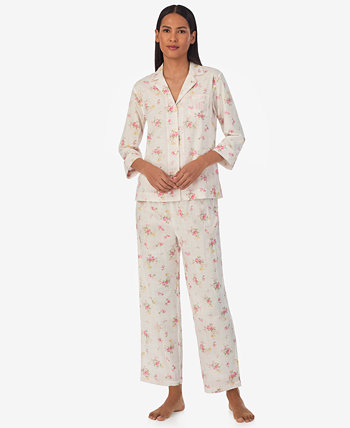 Women's 2-Pc. 3/4-Sleeve Printed Pajamas Set LAUREN Ralph Lauren