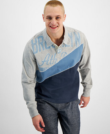 Мужская рубашка-поло с длинными рукавами в университетском стиле, созданная для Macy's Sun & Stone