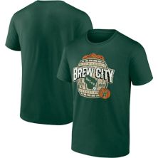 Мужская футболка с логотипом Fanatics Hunter Green Milwaukee Bucks Brew City Hometown Collection Fanatics