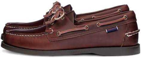 Sebago Portland Waxed Boat Shoes - Handsewn Waxed Leather Moccasins with Leather Sock Lining and Non-Marking, Slip-Resistant Rubber Outsoles Sebago