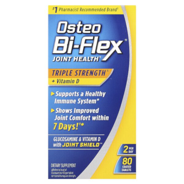 Здоровье суставов + витамин D, тройная сила, 80 таблеток, покрытых оболочкой Osteo Bi-Flex