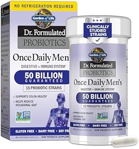 Garden of Life Probiotics for Men Dr Formulated 50 Billion CFU 15 Probiotics for Digestive Health + Organic Prebiotic Fiber for Colon & Immune Support, Daily Gas Relief, Shelf Stable, 30 Capsules Garden of Life