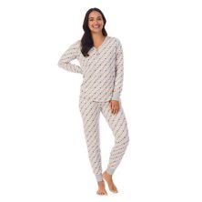 Женский пижамный топ Cuddl Duds® Henley и пижамные штаны с полосками снизу Комплект для сна Cuddl Duds