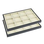 2 Pcs Stackable Velvet Jewelry Trays With Dividers For Drawers, Jewelry Organizer Flat Tray Unique Bargains