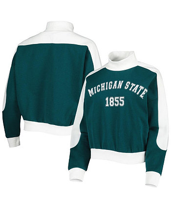 Women's Green Michigan State Spartans Make it a Mock Sporty Pullover Sweatshirt Gameday Couture