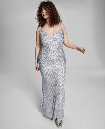 Модное платье больших размеров без рукавов с блестками и V-образным вырезом B Darlin