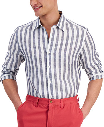 Men's Alba Stripe Long-Sleeve Linen Shirt, Created for Macy's Club Room