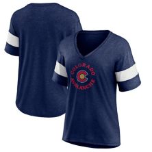 Women's Fanatics Branded Heather Navy Colorado Avalanche Special Edition 2.0 Ring The Alarm Tri-Blend V-Neck T-Shirt Fanatics