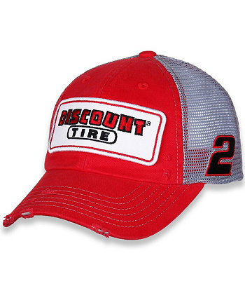 Men's Checkered Flag Red, Gray Austin Cindric Discount Tire Vintage-Inspired Patch Snapback Adjustable Hat Checkered Flag Sports