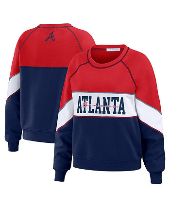 Женский красно-темно-синий пуловер с круглым вырезом Atlanta Braves WEAR by Erin Andrews