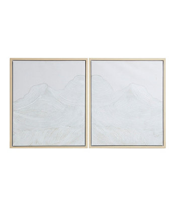 Набор из 2 предметов на холсте "Desert Serenity", украшенный вручную абстрактной рамкой, на стену INK+IVY