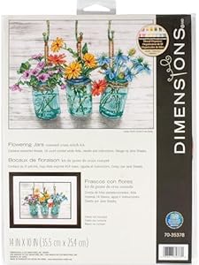 Dimensions 70-35408 Welcome Bees and Butterflies Garden Counted Cross Stitch Set, 14 Cnt. White Aida, 9" x 12" Dimensions