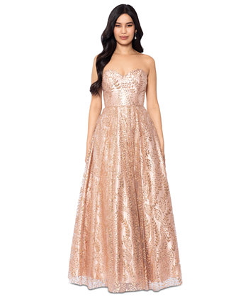 Juniors' Strapless Sequined Ball Gown Blondie Nites