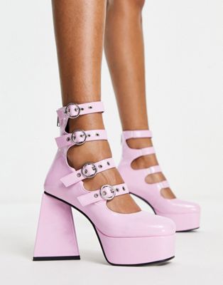 Лакированные розовые туфли на платформе с несколькими пряжками Lamoda True Romance Lamoda