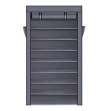 10 Tiers Shoe Rack With Dustproof Cover Closet Shoe Storage Cabinet Organizer - Grey Slickblue