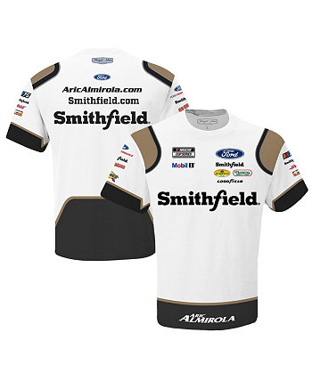 Мужская белая сублимированная футболка Aric Almirola Smithfield Team Uniform Stewart-Haas Racing Team Collection