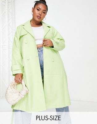 Ever New Curve belted metallic PU jacket in lime  Ever New Curve