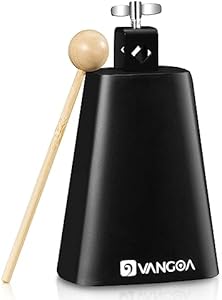 4 Inch Metal Steel Cow Bell Noise Maker with Stick for Drumset Percussion, Black by Vangoa Vangoa