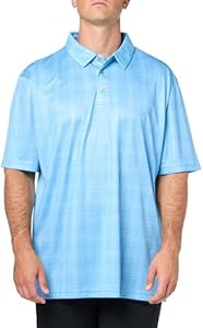 PGA TOUR Men's Printed Plaid Short Sleeve Golf Polo Shirt Pga Tour