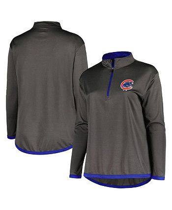 Женская темно-серая куртка Chicago Cubs больших размеров с молнией до четверти Profile