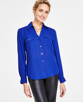 Женская блузка на пуговицах с воротником, созданная для Macy's I.N.C. International Concepts