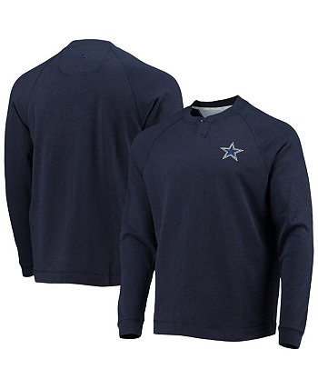 Мужская темно-синяя футболка с длинным рукавом Dallas Cowboys Sunset Slub Raglan Henley Tommy Bahama