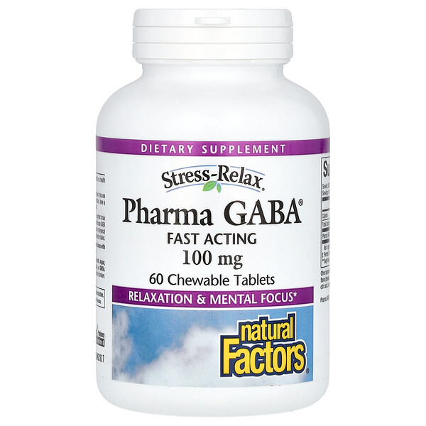 Pharma GABA, 100 мг, 60 жевательных таблеток - Natural Factors Natural Factors
