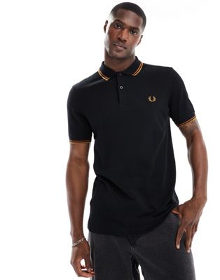 Fred Perry twin tipped polo shirt in black Fred Perry