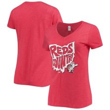 Женская футболка с V-образным вырезом из трехкомпонентной смеси Hometown Team Hometown красного цвета вересковый красный Cincinnati Reds Unbranded