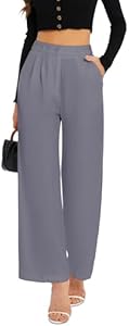 FUNYYZO Wide Leg Pants Women's High Elastic Waisted in The Back Business Work Trousers Long Straight Suit Pants Funyyzo