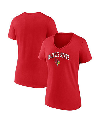 Женская красная футболка с v-образным вырезом Illinois State Redbirds Evergreen Campus Fanatics