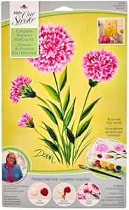 FolkArt, Cabbage Rose One Stroke, Beginner Kit, Includes 5 Paint Pots, #12 Flat Brush, and a Reusable Teaching Guide FolkArt