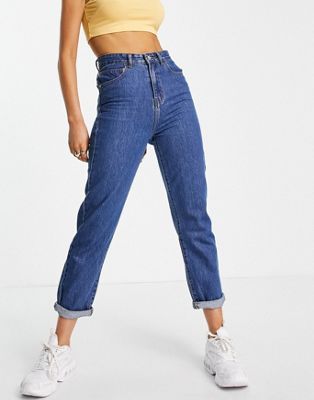 Синие выбеленные джинсы DTT Lou mom Don't Think Twice