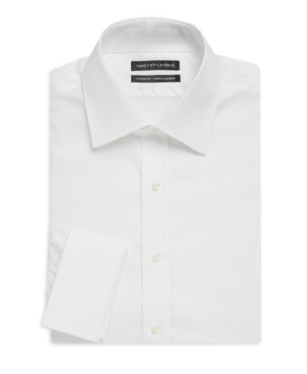 Хлопковая классическая рубашка классического кроя Saks Fifth Avenue