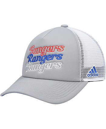 Женская серо-белая бейсболка New York Rangers из пеноматериала Trucker Snapback Adidas