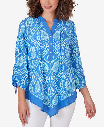 Petite Polynesian Bali Pull Over Pointed Hem Top Ruby Rd.