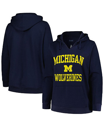 Женский темно-синий пуловер с капюшоном Michigan Wolverines размера Heart & Soul с вырезом и вырезом Champion