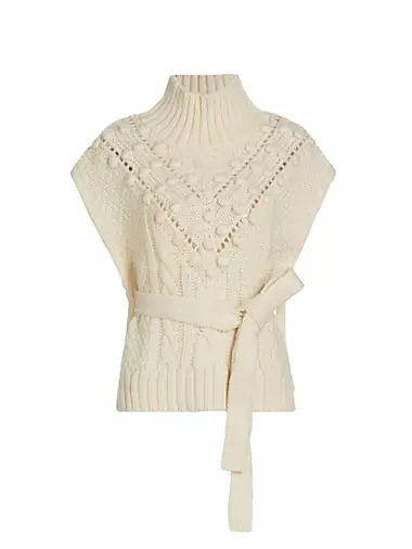 Женский Свитер MARIE OLIVER Cosette Cable-Knit Tie-Waist Vest MARIE OLIVER