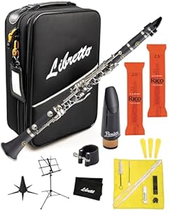 Libretto Bb Clarinet Set for Beginner and Intermediate Players, Name-Brand Mouthpiece & Reeds, Music Stand, Cleaning Kit, Instructions, Backpack Case, 5-Leg Stand, Educator-Recommended Libretto