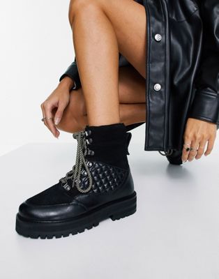 ASRA Brione lace up hiker boots in black leather ASRA