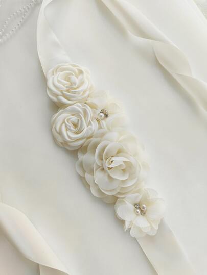 Свадебный пояс с искусственным жемчугом & с цветком SHEIN