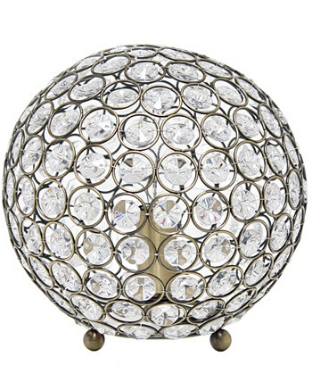 8" Elipse Medium Contemporary Metal Crystal Round Sphere Glamorous Orb Table Lamp LALIA HOME