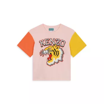 Маленький детский &amp; Детская футболка с цветными блоками и логотипом KENZO