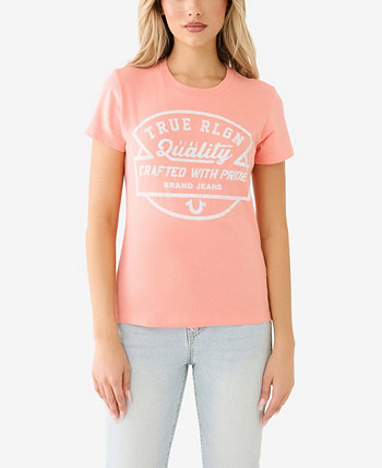 Women's Shorts Sleeve Crystal Logo Crew T-shirt True Religion