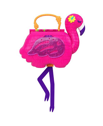 Мини-игрушки, компактный игровой набор и 2 куклы, вечеринка с фламинго Polly Pocket