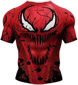 Red Plume Men's 3D Graphic Compression Fitness Shirt Sports Wicking T-Shirt Crew Neck Short Sleeve Athletic Tank Tops Red Plume