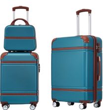 Hardside Spinner Luggage Set Of 3 Cosmetic Case With Tsa Lock Abrihome