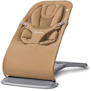 Ergobaby Evolve 3-in-1 Bouncer, Adjustable Multi Position Baby Bouncer Seat, Fits Newborn to Toddler, Camel Ergobaby